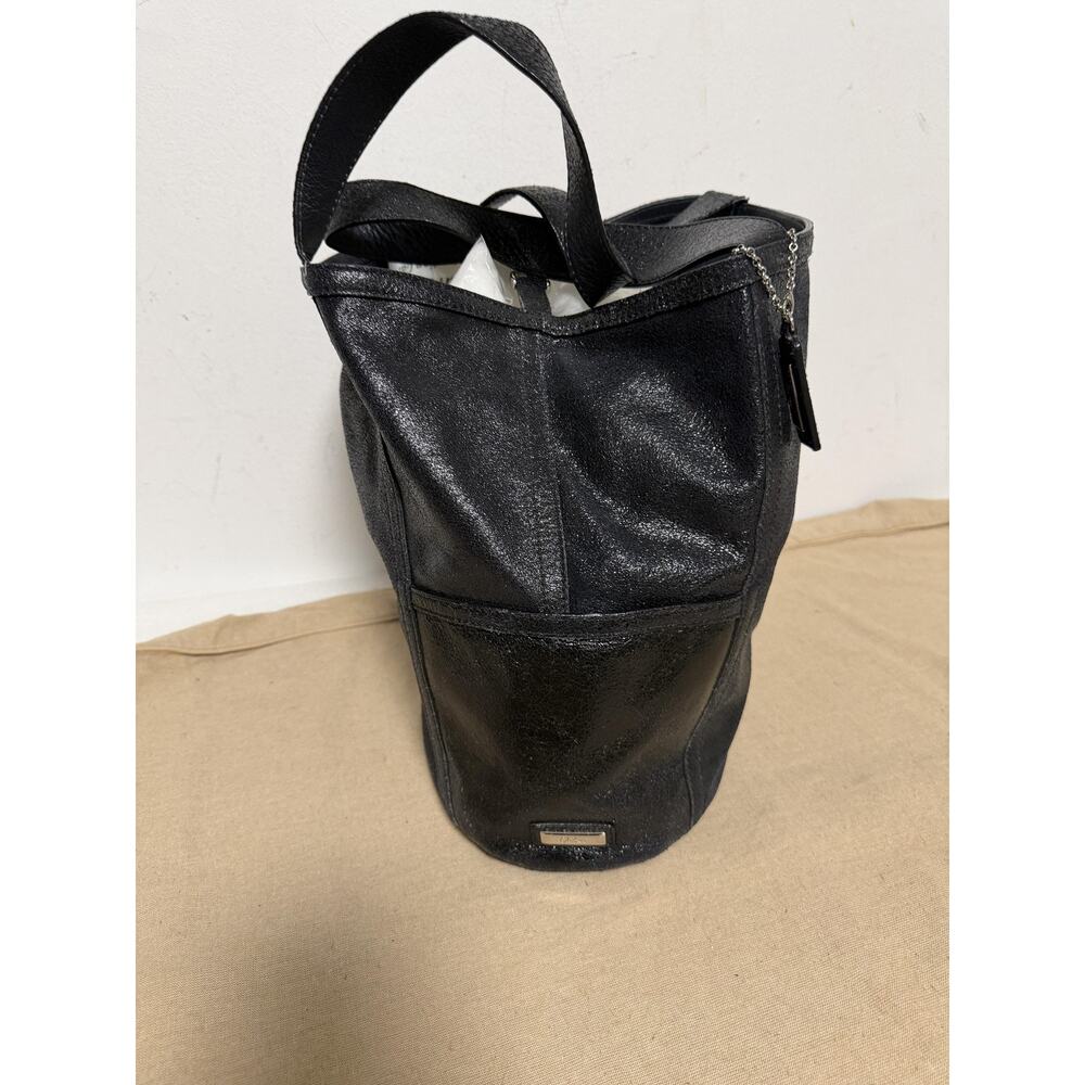 Cole Haan Bucket Shoulder Bag Womens Medium Blue Leather Suede Pockets